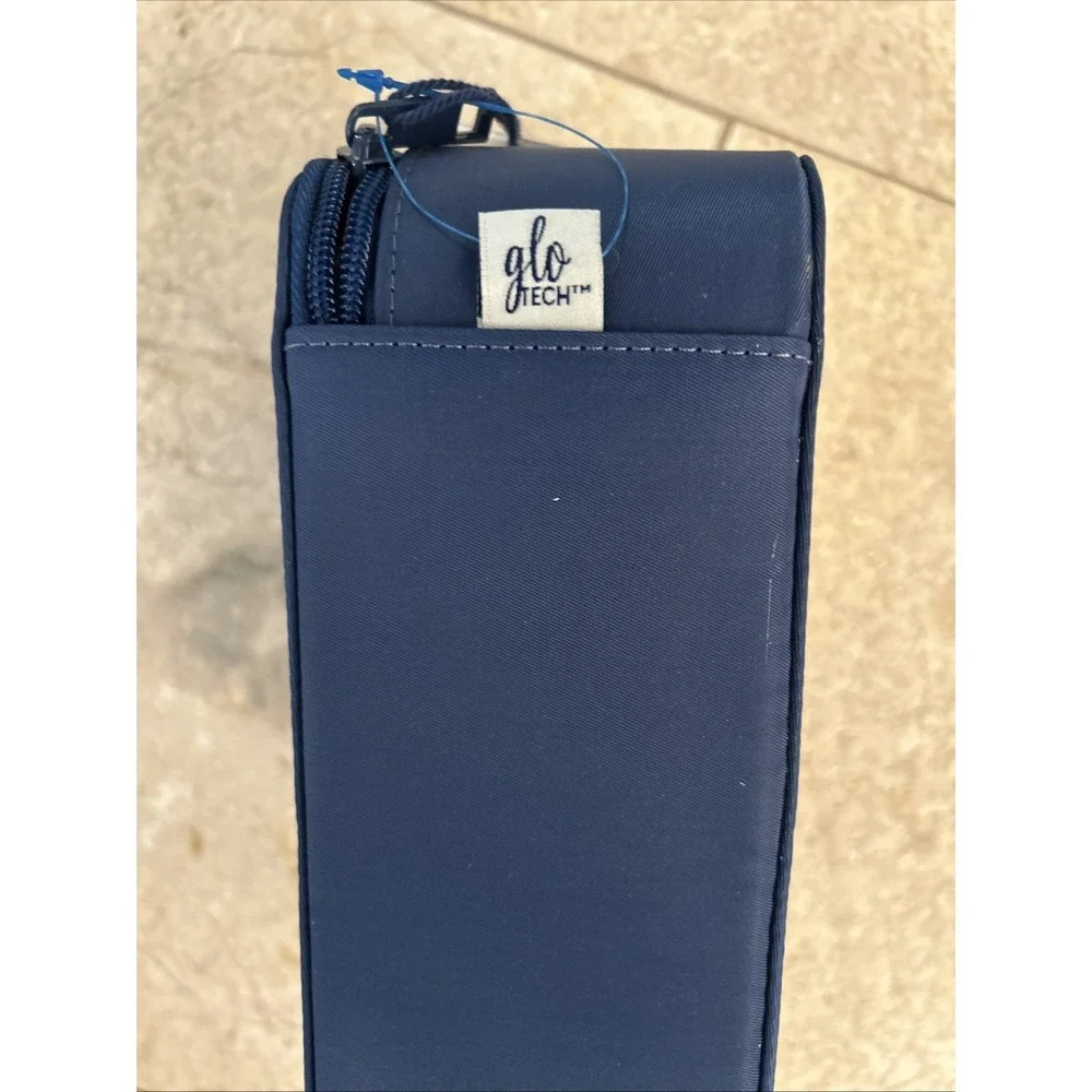 Glo‎ Tech 3 Piece Set Cosmetic Bag Duo Compact Mirror Travel Organizer Navy Blue